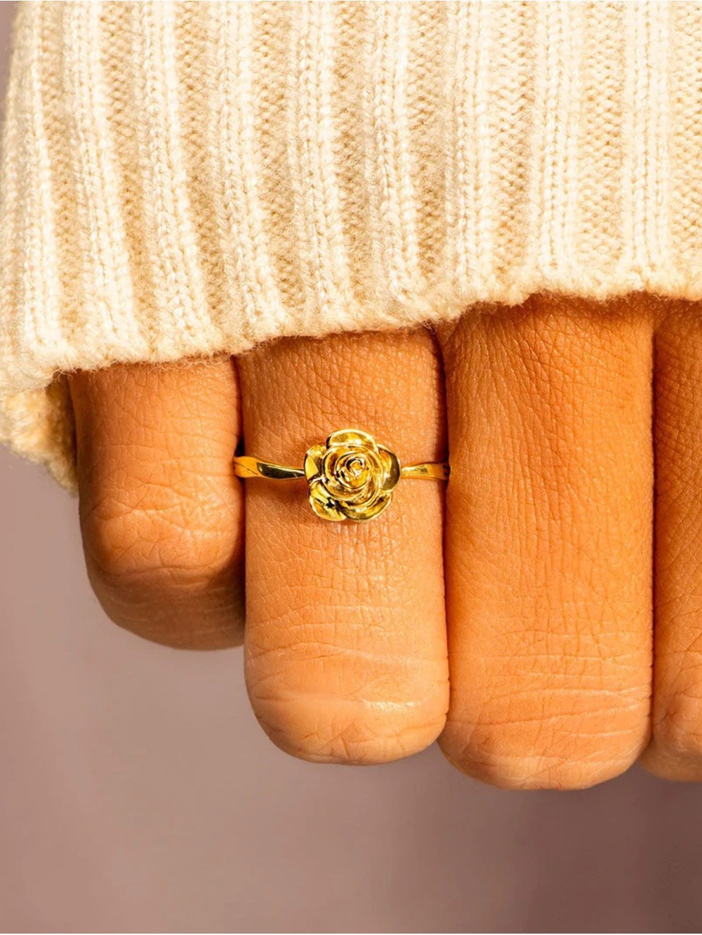Rose Shape 18K Gold-Plated Ring